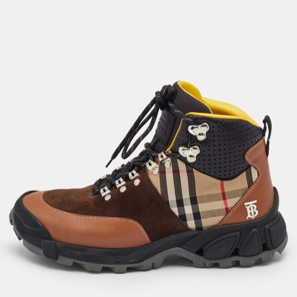 Burberry Multicolor Leather and Suede Tor Hiking Boots Size 39