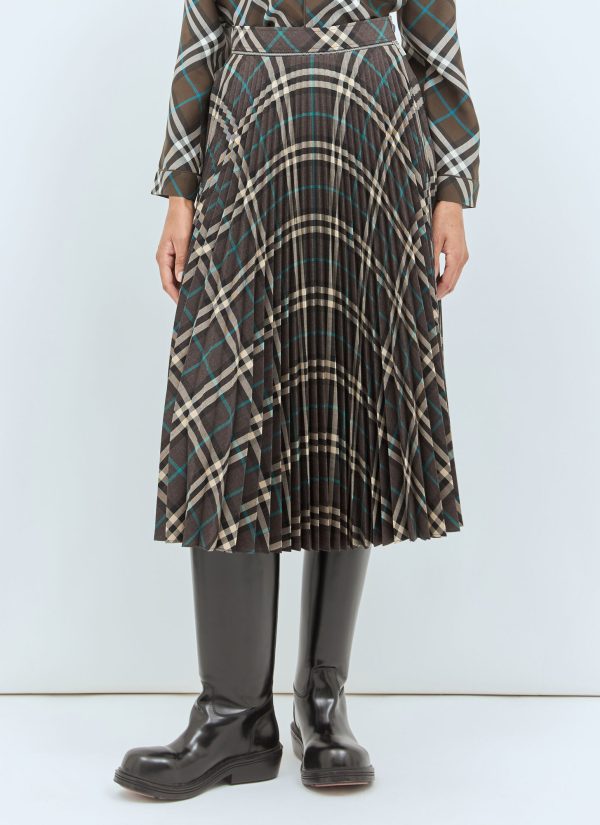 Burberry Pleated Wool-blend Skirt - Woman Skirts Green Uk - 06