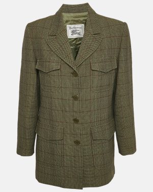 Burberry Prorsum Vintage Green Check Wool Blazer M