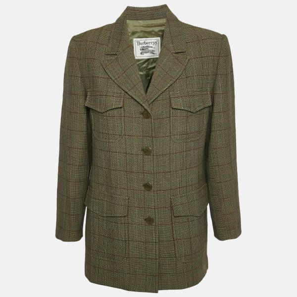 Burberry Prorsum Vintage Green Check Wool Blazer M