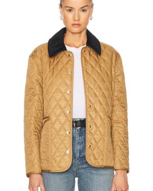 Burberry Quilted Coat in Camel - Brown. Size L (also in M, S, XL).