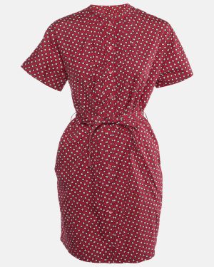 Burberry Red Printed Cotton Belted Shirt Dress S