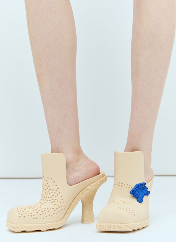Burberry Rubber Highland Mules - Woman Heels Beige Eu - 37