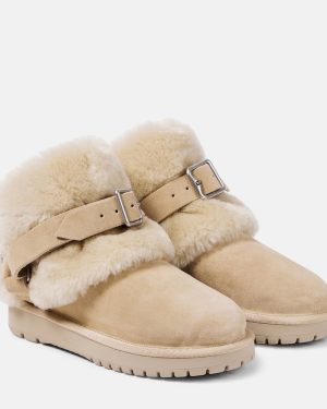Burberry Shearling-trimmed suede ankle boots