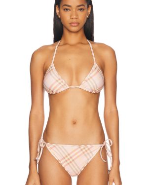 Burberry Triangle Bikini Top in Teacup IP Check - Cream. Size S (also in XS).