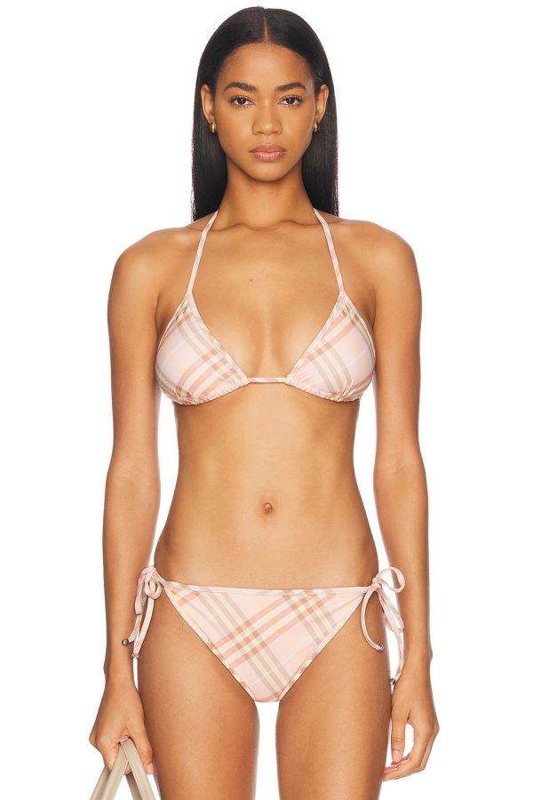 Burberry Triangle Bikini Top in Teacup IP Check - Cream. Size S (also in XS).