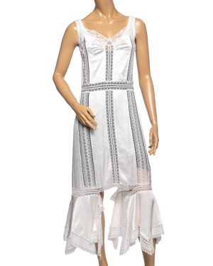 Burberry White Satin & Lace Paneled Slip Dress XS