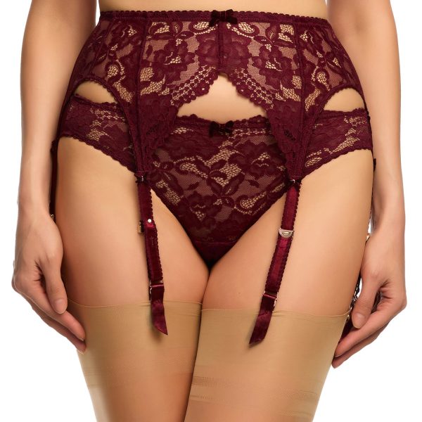 Burgundy Cora Suspender Belt