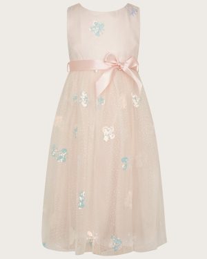 Butterfly Sequin Dress Pink