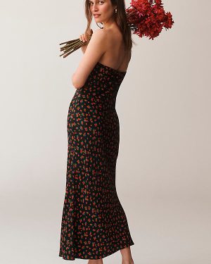 By Anthropologie Satin Midi Slip Dress