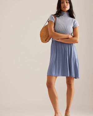 By Anthropologie Short-Sleeve Mock-Neck Mockable Mini Jumper Dress