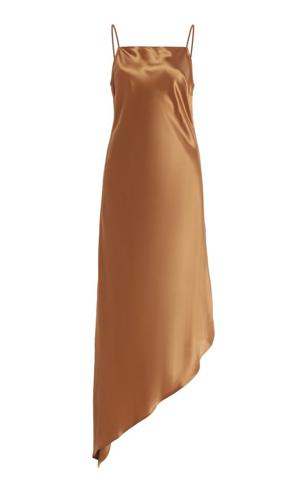 By Malene Birger - Leviana Satin Midi Slip Dress - Bronze - EU 42 - Moda Operandi