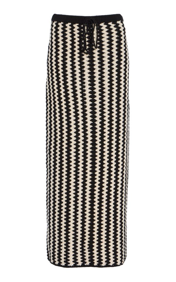 By Malene Birger - Raze Crocheted Organic Cotton Midi Skirt - Black/white - M - Moda Operandi