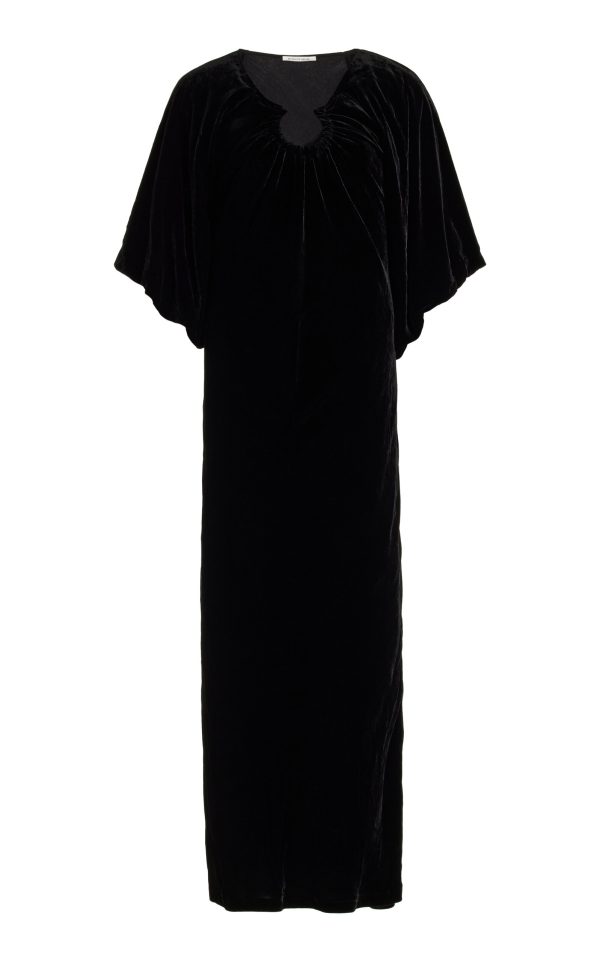 By Malene Birger - Rosae Gathered Velvet Maxi Dress - Black - EU 38 - Moda Operandi