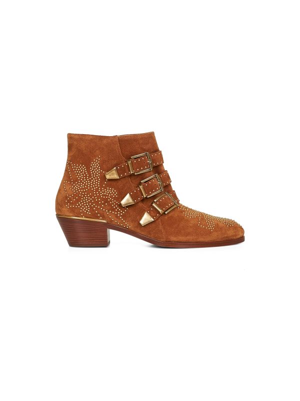 CHLO | Ginger brown nubuck cowhide Susanna ankle boots | Women | 37