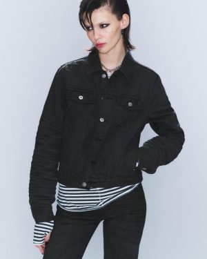 CM x LB Issue Black Coated Unisex Denim Jacket