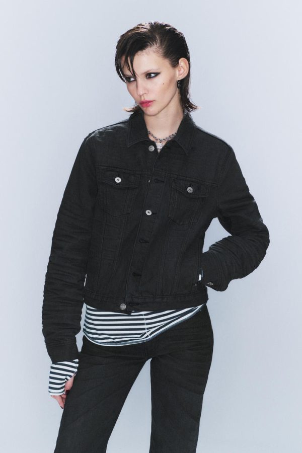 CM x LB Issue Black Coated Unisex Denim Jacket