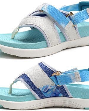 COFACE Flip-Flops Sandals for Women Ladies Walking 7 Blue White