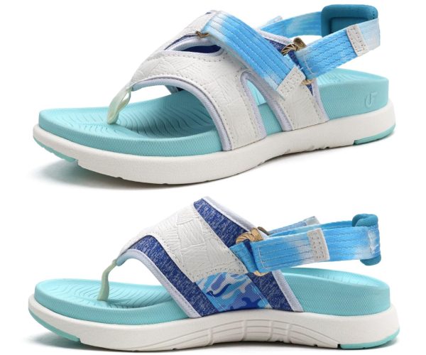 COFACE Flip-Flops Sandals for Women Ladies Walking 7 Blue White