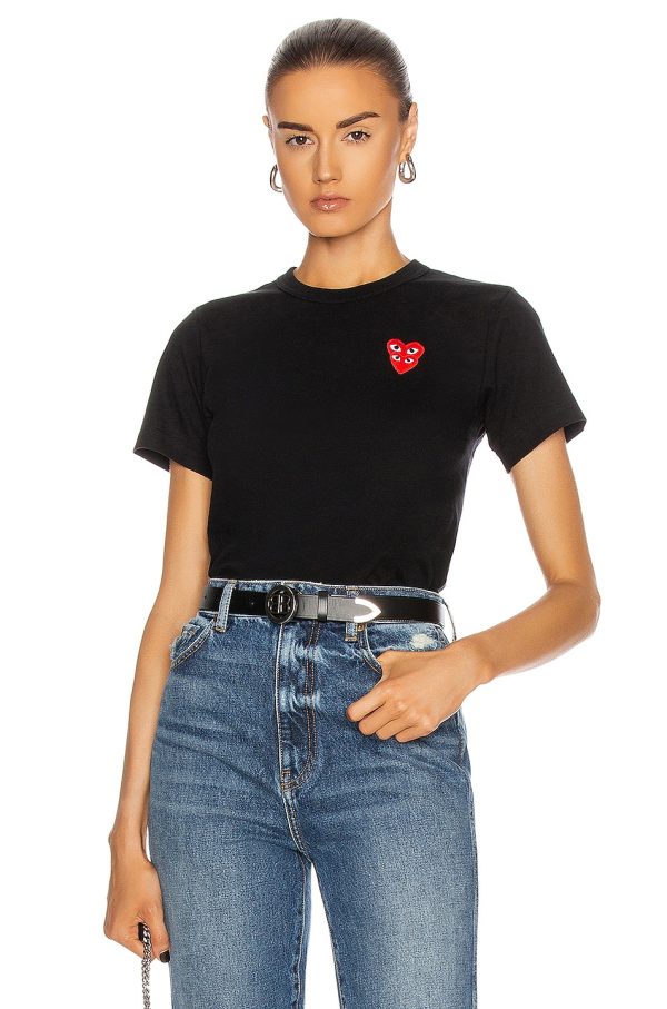 COMME des GARCONS PLAY Tee Shirt in Black - Black. Size XS (also in ).