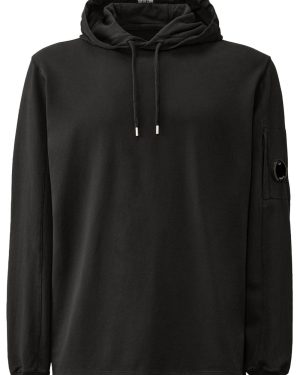 CP COMPANY LIGHT FLEECE HOODED SWEATSHIRT Size: S, colour: BLACK