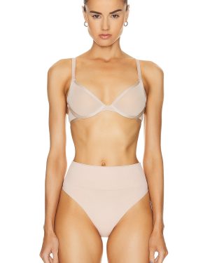 CUUP Mesh Plunge Bra in Sand - Beige. Size 36A (also in 36B).