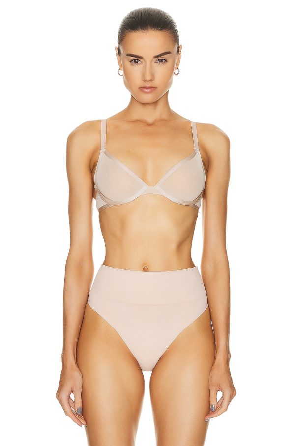 CUUP Mesh Plunge Bra in Sand - Beige. Size 36A (also in 36B).