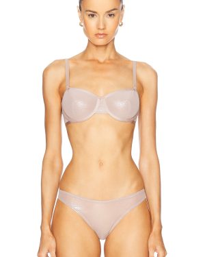 CUUP Sparkle Mesh Balconette Bra in Moonbeam - Grey. Size 36B (also in ).