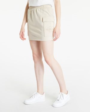 Calvin Klein Jeans Embroidered Monologo Straight Skirt Beige M