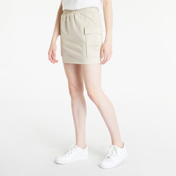 Calvin Klein Jeans Embroidered Monologo Straight Skirt Beige M