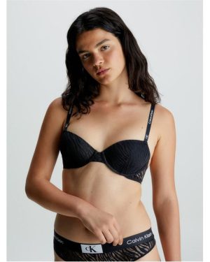 Calvin Klein Lace Balconette Bra - Black