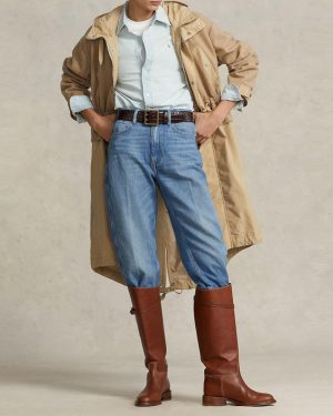 Camel Drawstring Waist Wool Coat