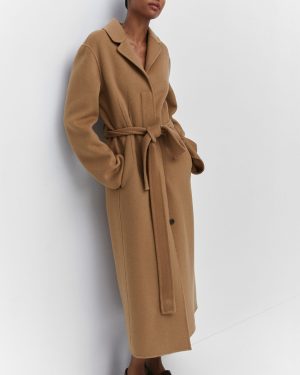 Camel Handmade Oversized Belted Wool Coat