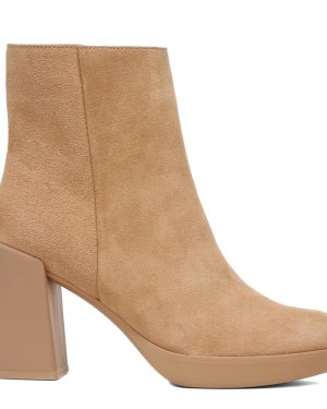 Camel Suede Genn Reach Heeled Ankle Boots