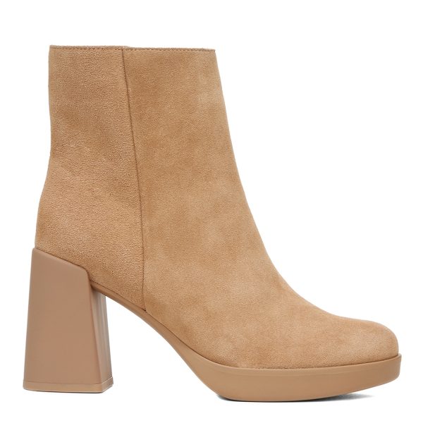 Camel Suede Genn Reach Heeled Ankle Boots