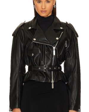 Camila Coelho Ambrosia Leather Moto Jacket in Black. Size M, S, XS.
