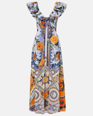 Camilla Printed linen and silk maxi dress