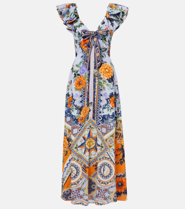 Camilla Printed linen and silk maxi dress