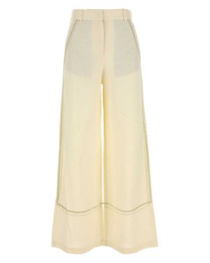 Camilla and Marc Cream Linen Blend Fortuna Wide-leg Pant