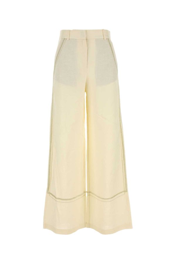 Camilla and Marc Cream Linen Blend Fortuna Wide-leg Pant