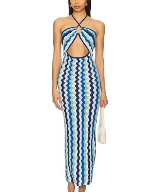 Capittana Poppy Knitted Dress in Blue,Navy. Size XS-S.
