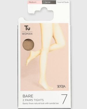 Caramel Nude 7 Denier Bare Tights 2 Pack