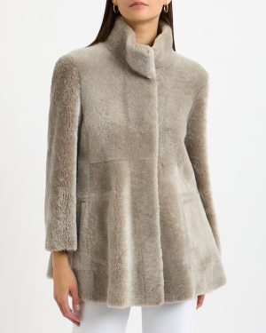 Caramel Shearling Reversible Cocoon Coat