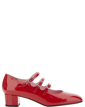 Carel kina Red Mary Janes With Straps And Block Heel In Patent Leather Woman