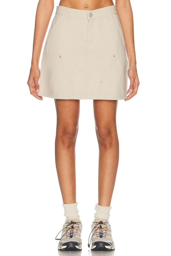 Carhartt WIP Maeve Double Knee Mini Skirt in Fleur De Sel - Beige. Size L (also in M, S, XS).