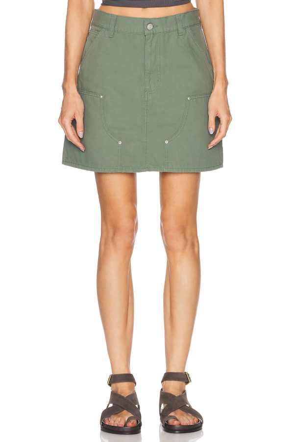 Carhartt WIP Maeve Double Knee Mini Skirt in Park - Green. Size L (also in M, S, XS).