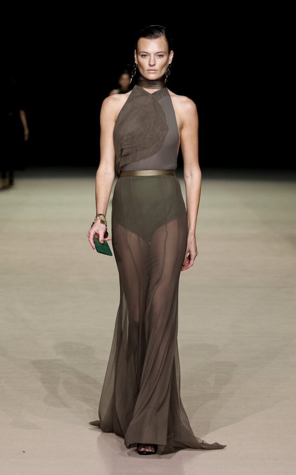 Carla Zampatti - Godet-Detailed Mesh Maxi Skirt - Green - AU 8 - Moda Operandi