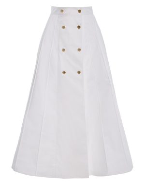 Carolina Herrera - A-Line Stretch-Cotton Sateen Skirt - White - US 14 - Only At Moda Operandi
