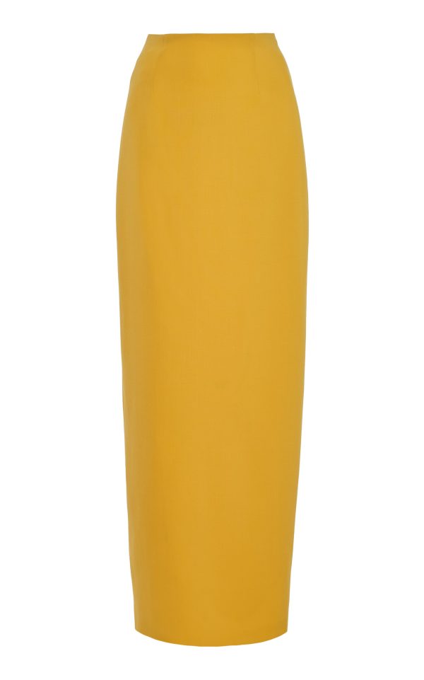 Carolina Herrera - Column Bi-Stretch Wool Tailored Maxi Skirt - Yellow - US 0 - Only At Moda Operandi