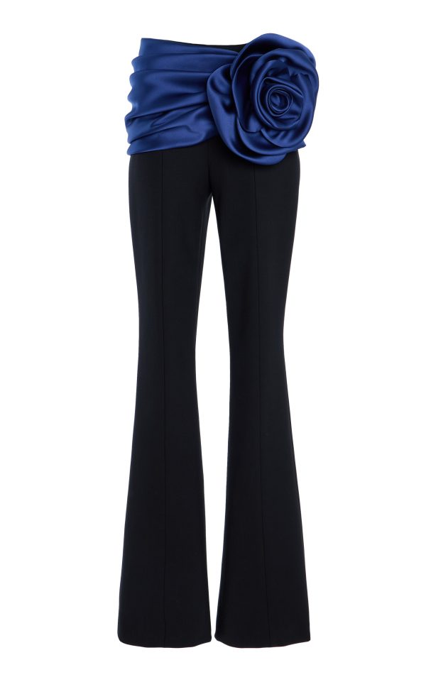 Carolina Herrera - Corsage-Detailed Wool-Blend Bootcut Pants - Black - US 6 - Moda Operandi